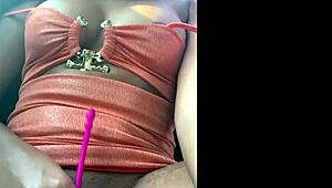 real taxi ride flash and dildo in creamy pussy