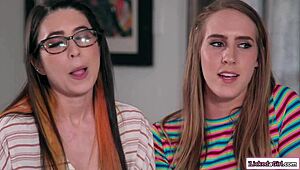 lesbian babe with roommate in dorm