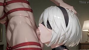 Dominant 2b cosplay girlfriend forces cum cleanup