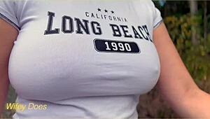 wifey is braless in public with her perfect tits flashed