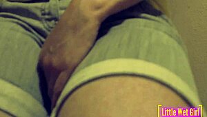 She desperately wets her shorts on the stairs