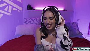 shemale gamer girl has gf play with dick