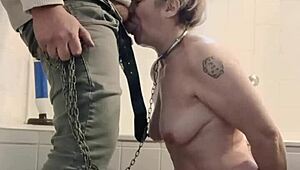 French slave gets BDSM spanking and facial cum