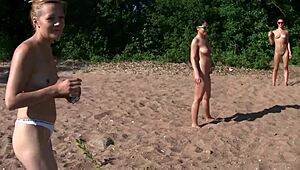 Four girls enjoy camping with toys and licking