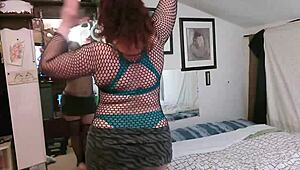 dawnskye1962 strips out of blue bra and thong with fishnets and sweet kisses