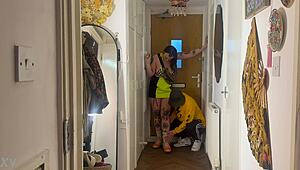 sweaty ravers foot play with sneakers