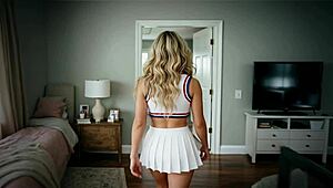 Cheerleader Jennifer Fits Monster Dildo Publicly