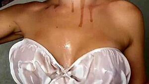Oiled Up Titfuck With Big Slutty Tits And Messy Cumshot