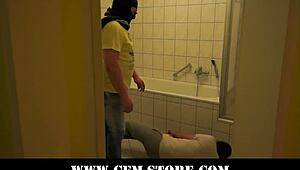 Femdom slave worships mistress in food fetish