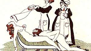 vintage erotic art collection on display