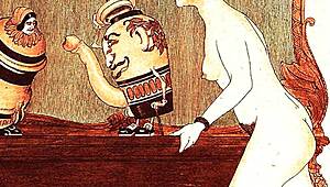vintage erotic art collection on display