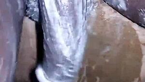 bigblackie shaves and masturbates with big black dick