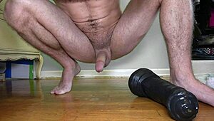 loud moaning with thick dildo deep in ass
