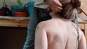 French slave gets BDSM spanking and facial cum