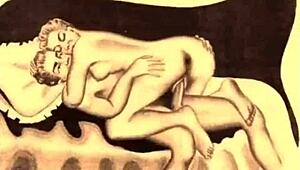 vintage erotic art collection on display