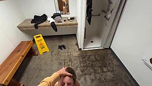 Public Shower Blowjob And Caught Masturbating