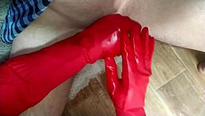 my stepmom housewife in gloves made me cum hard