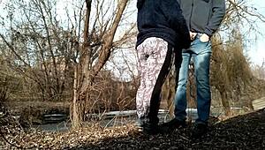 couple pissing of fat step mother and step son