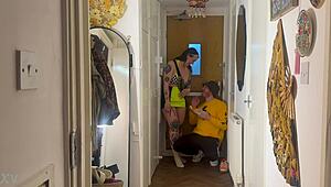 sweaty ravers foot play with sneakers
