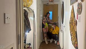sweaty ravers foot play with sneakers