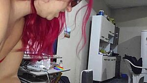 hot aunt helps boy jerk off and cum on her ass