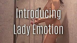 lady emotion takes a shower and puts on sexy clothes