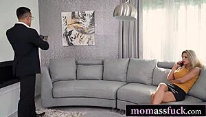 Debt collector ass fucks worried wife
