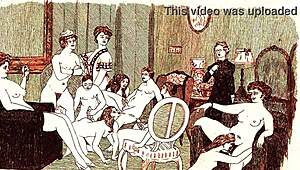 vintage erotic art collection on display