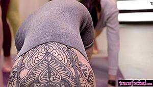 teen shemale emma rose fucks jewelz blu after yoga