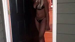 Blonde Asian step sister gives sloppy public head
