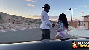 big titted brunette curvy barbi rides rome majors cock in his car