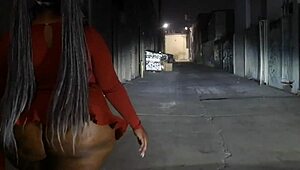 Black submissive bbw gets spanked in alley