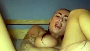 Slutty goth teen 18+ fingers herself hard until she cums