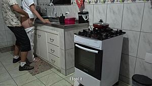 Maid gets her ass used while washing dishes.