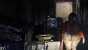 Black submissive bbw gets spanked in alley