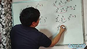 asian student nerds study math with teacher in bedroom