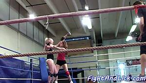 Wrestling european beauties licking pussies