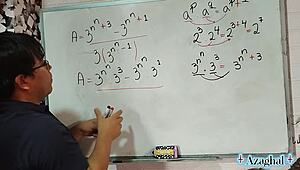 asian student nerds study math with teacher in bedroom