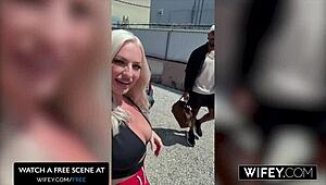 wifey gorgeous blonde hotwife elana bunnz takes a thick bbc in front of hubby