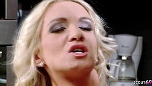 tall blonde slim teen seduces older guy to fuck