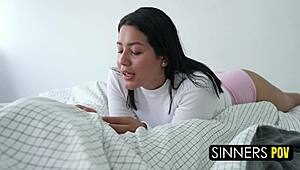 Older stepsister catches me masturbating alone
