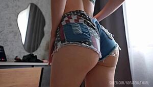 short shorts try on perfect ass tease