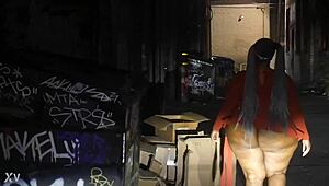 Black submissive bbw gets spanked in alley