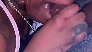 hot ebony sucks monster black cock deep