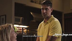 Lesbian date switches sides for stepdad with ryan driller