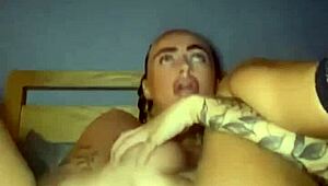 Slutty goth teen 18+ fingers herself hard until she cums