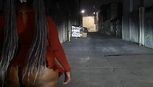 Black submissive bbw gets spanked in alley