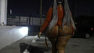 Black submissive bbw gets spanked in alley
