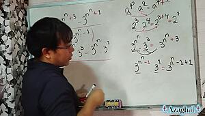 asian student nerds study math with teacher in bedroom
