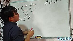 asian student nerds study math with teacher in bedroom